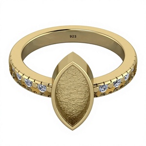 Anillo de Plata de Ley 925 con engaste de bisel marquesa de 12x16mm, personalizable para incrustaciones de resina y cenizas, accesorios de joyería para recuerdos - Product Image 1