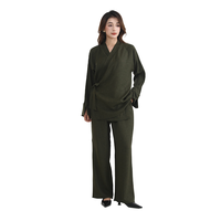 Ensemble deux pièces musulman pour l'Aïd : chemise et pantalon, style Dubaï, couleur unie, tenue islamique modeste