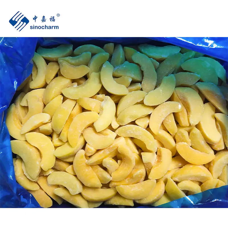 Sinocharm giá bán buôn 10kg số lượng lớn HACCP trái cây đông lạnh iqf đào vàng thái lát đào đông lạnh
