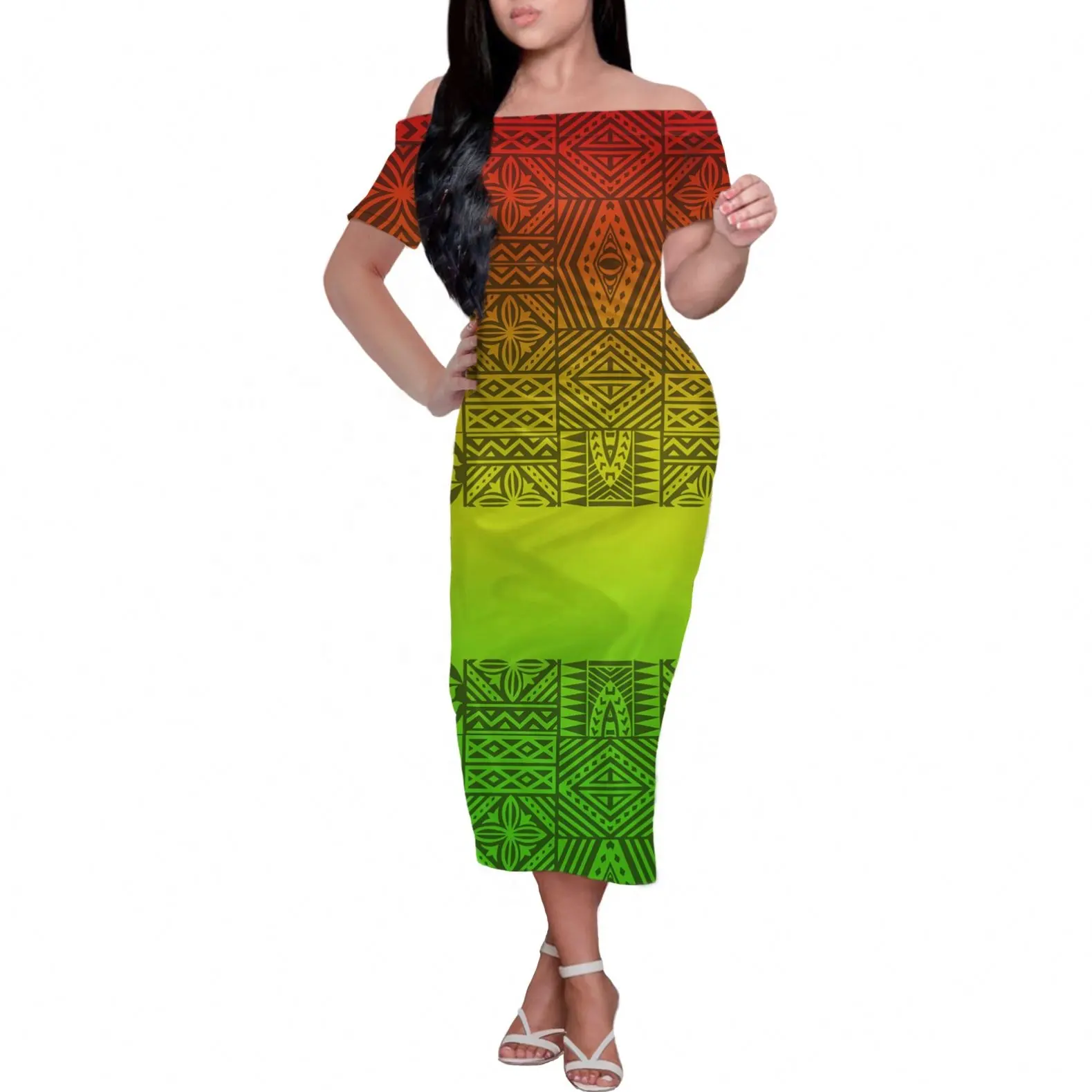 Цветные <span class=keywords><strong>платья</strong></span> <span class=keywords><strong>Rasta</strong></span> в Самоа Lokostyle, платье с коротким рукавом, полинезийское племенное платье Puletasi с тату, формальное платье макси для повода
