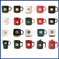 Mug en céramique avec gravure de logo personnalisée, base plaquée or, gravure laser, style chinois, cadeau d'affaires, promotionnel, à offrir