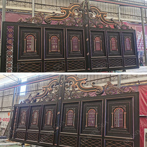 Puerta de Patio de Aluminio Fundido con Diseño de Decoración Exterior en Pintura Dorada - Product Image 6