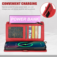 Étui de téléphone multifonction en cuir PU pour iPhone 16 Pro Max 15 14 13 Pro 12 Plus, avec portefeuille détachable à 360°