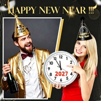 Neujahrsparty Kegelförmige Edelstahl-Hüte Schwarz Gold Silber Frohes Neues Jahr Logo China Jahresversammlung Foto-Dekorationen