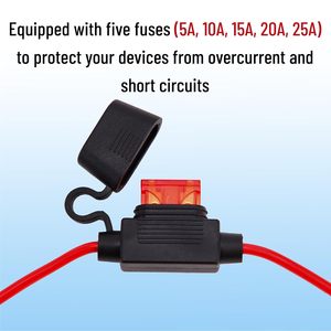 Batterieanschluss <span class=keywords><strong>2</strong></span> FT 12 AWG O-Ring-Kabelbaum 5A-25A Schutzsicherungen Politätsumkehr-Adapter <span class=keywords><strong>2</strong></span>-Pin Kupferleiter Automobil - Product Image 5