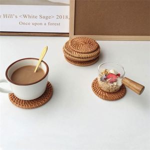 Sets de table tressés Hyancith, petits, ronds, en <span class=keywords><strong>jacinthe</strong></span> d'eau, 30 cm, <span class=keywords><strong>bleu</strong></span>, style bohème, en toile de jute tressée, pour la cuisine - Product Image 6