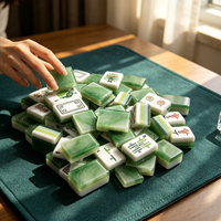 Juego de Mahjong Americano Funky Trade Emerald Wave, 1.24 Pulgadas, 4 Capas, Diseño de Jade Verde en Espiral, 160 Piezas, Fichas de Mahjong Acrílicas