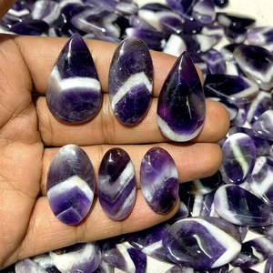 Wholesale High Quality Healing Crystal Natural Spiritual Products Chevron Amethyst Cabochon for Silver Brass Jewelry Making - Product Image 1