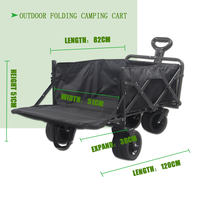 Extérieur grande ouverture arrière 350kgs chargement noir utilitaire bébé transporter pliable plage Wagon Wagon pique-nique poussette Camping