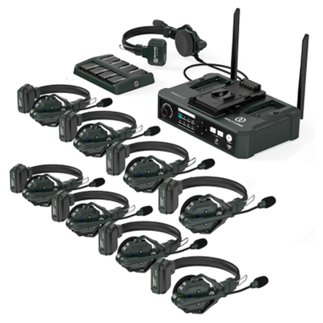 Hollyland Solidcom C1 1.9GHz Full-Duplex Team Communication 9-Person Wireless Headset Intercom With Hub