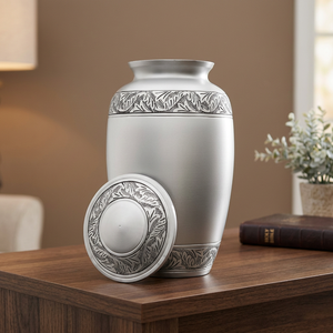 Urna Funeraria Plateada de Estilo Europeo para Adultos con Diseños Personalizables - Artesanía India Ecológica - Product Image 3