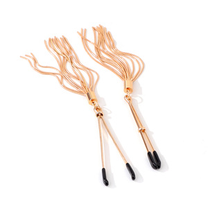 Gold Metal Nipple <b>Clamps</b> With Tassel Design F <b>Clamp</b> For Adult Use - Product Image 2