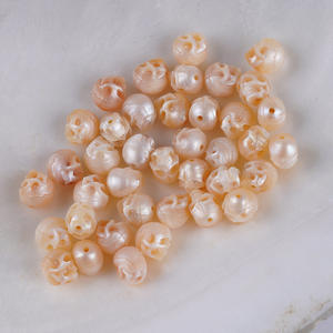 Natural 7-9mm <b>Freshwater</b> <b>Pearl</b> <b>Bracelet</b> Finely Carved White Skull Cultural Decorative Waist Bead Accessory - Product Image 5