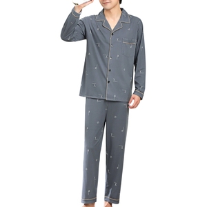 Autunno e inverno nuovo abbigliamento da casa Casual da <span class=keywords><strong>uomo</strong></span> Top a maniche lunghe e pantaloni lunghi Set di pigiami in fibra di poliestere - Product Image 6