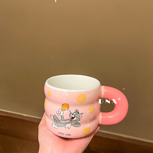 Mug en céramique mignon <span class=keywords><strong>Tom</strong></span> et <span class=keywords><strong>Jerry</strong></span> avec paille et bouchon en PP, tasse à lait pour enfants, idéal pour le bureau, la maison et les cadeaux - Product Image 3