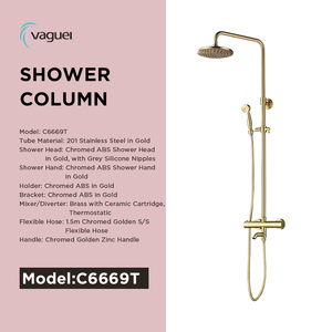 Gran oferta, tres funciones, <span class=keywords><strong>ducha</strong></span> <span class=keywords><strong>de</strong></span> baño <span class=keywords><strong>de</strong></span> acero inoxidable electrochapada, <span class=keywords><strong>columna</strong></span> <span class=keywords><strong>de</strong></span> <span class=keywords><strong>ducha</strong></span> <span class=keywords><strong>dorada</strong></span> termostática con caño - Product Image 4