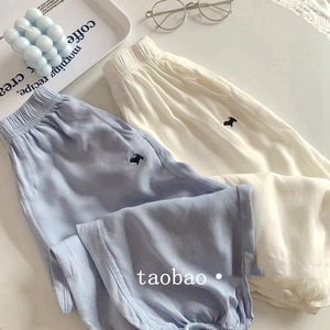 Girls Ice Silk Mosquito Repellent Pants Solid Color Loose Casual Long Lantern Pants Summer 2024 Cotton Woven - Product Image 2