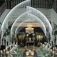 Support de fleurs en fer en forme d'arc I337 pour scène suspendue, accessoires de mariage, ornement créatif d'extérieur