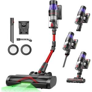 Aspiradora inalámbrica de 550W y 50Kpa con 60 minutos de autonomía, iluminación láser para detectar polvo y cepillo antienredos para uso doméstico. - Product Image 1