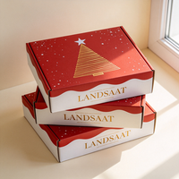 Boîte cadeau de luxe avec estampage à chaud, boîte d'expédition en carton rouge et blanc imperméable, anti-écrasement
