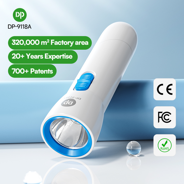 DP Portable Mini Rechargeable Torch Light LED EDC Flashlight 2000mAh Lithium Battery