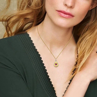 Custom Oem Fine Jewelry Dainty Cnc Collier en argent sterling 925 plaqué or 18 carats avec pierre de naissance ronde pour femmes et hommes