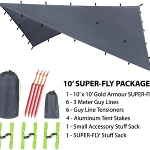 Lona Impermeable Woqi de 300x300 cm, Toldo Cuadrado para Acampar al Aire Libre, Color Gris Oscuro, Poliéster Ligero - Product Image 5