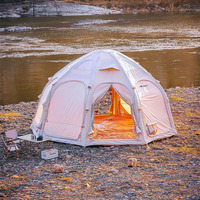 Tente de camping portable d'extérieur avec tissu Oxford imperméable, dôme gonflable à colonnes d'air, équipement octogonal