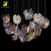 Lustre moderne de luxe en verre coloré, luminaire suspendu floral créatif personnalisé pour hall d'hôtel, décoration de salon