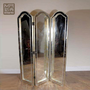 Panel Divisor de Espacios Plegable de 3 Paneles con Espejo, Soporte Decorativo con Espejo - Product Image 2