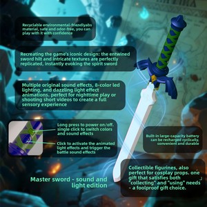Espada Luminosa con Sonido de la Leyenda de Zelda, Modelo de Arma LED, Espada de Juguete Decorativa, ABS Ecológico, para Mayores de 14 Años - Product Image 2