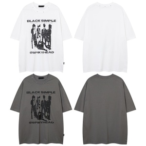 High Quality Summer New Retro Streetwear Rock Graphic Tee with Doodle Print <b>Studded</b> Short Sleeves <b>Men's</b> T Shirt - Product Image 6
