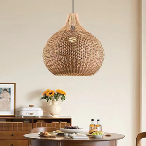 Lustre suspendu moderne en rotin pour hôtel - Product Image 4