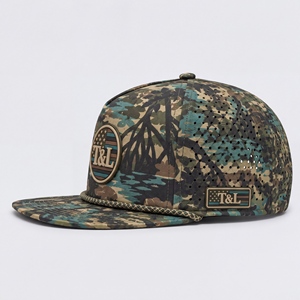 Casquette de golf camouflage vert Woodland, imperméable, avec patch PVC, cordon, 5 panneaux, perforations laser, respirante, snapback, pour hommes et femmes - Product Image 3