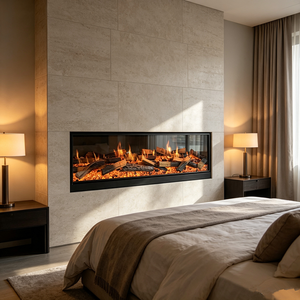 Chimenea Eléctrica LCD Moderna <span class=keywords><strong>de</strong></span> Pared con Llama Dinámica, Calor Ajustable, Control Remoto y Protección <span class=keywords><strong>de</strong></span> Seguridad <span class=keywords><strong>para</strong></span> Sala <span class=keywords><strong>de</strong></span> Estar - Product Image 3