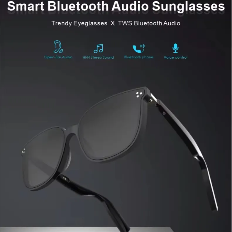 Headset Speaker nirkabel gafas TWS, Headphone musik 5.0 kacamata cerdas kaca digital Audio gigi biru kacamata hitam pintar