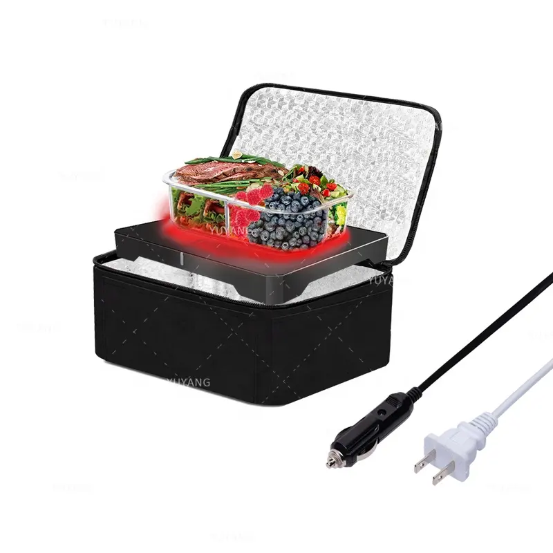 Kotak Makan Siang Elektrik 80W Penghangat Makanan Mobil Oven Portabel dengan Tas Isolasi Termal