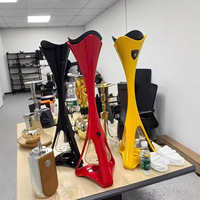 Chicha haut de gamme en acier inoxydable de 75 cm avec flamme haute - Design européen moderne - Noir Rouge Jaune - Coffret cadeau haut de gamme inclus