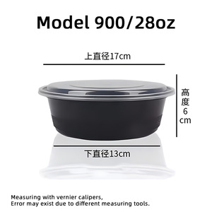 Barquettes alimentaires à emporter de style américain, contenants bento jetables pour le déjeuner, bols à soupe et à nouilles <span class=keywords><strong>micro</strong></span>-ondables moulés par injection, 1200 ml - Product Image 4
