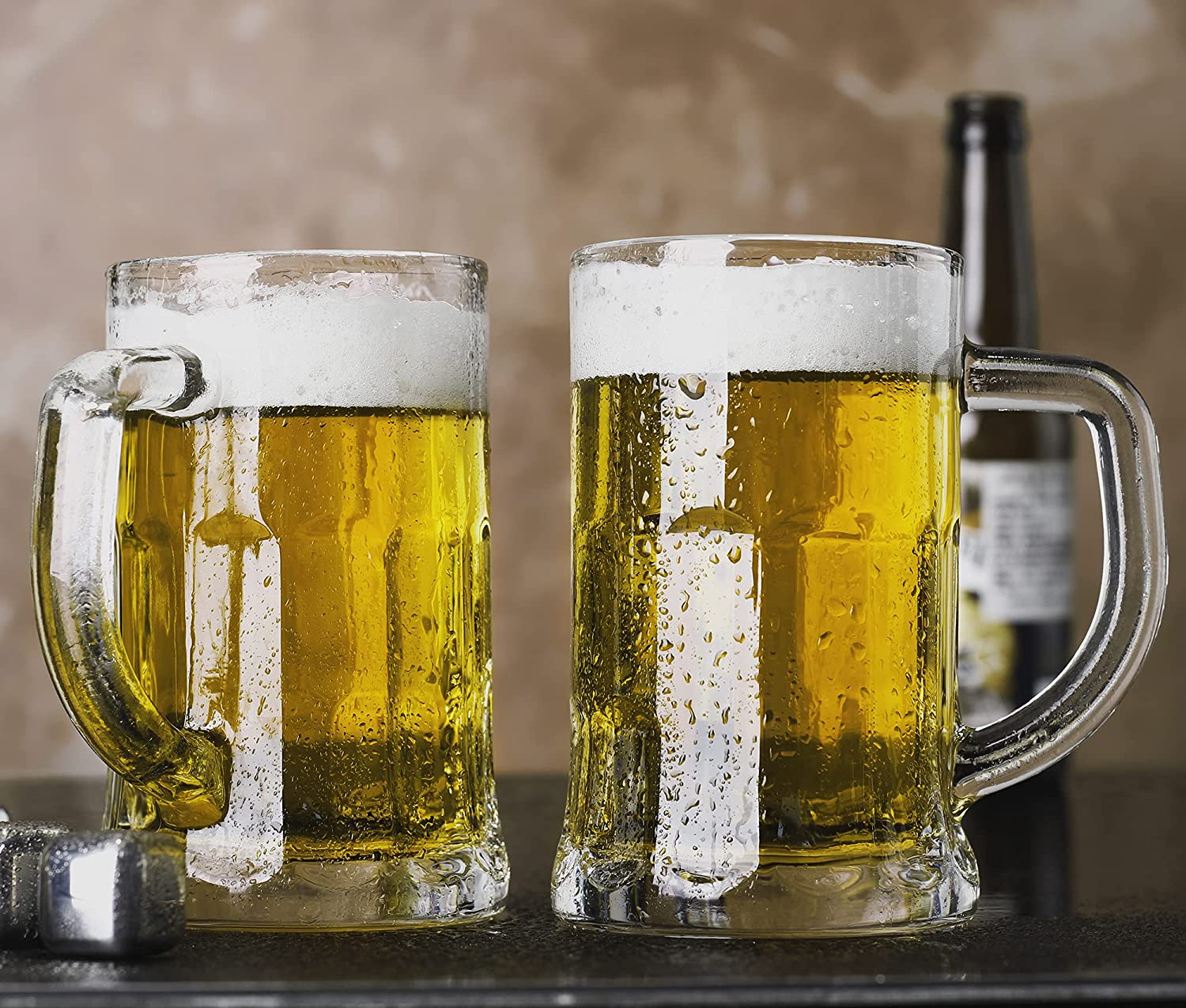 Style Extra Beer Mug 21 Ounce,Large Glass Mugs With Handle,Set of 4 German Beer Stein Mug