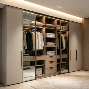 Armadio Moderno con Ante Scorrevoli in Legno Certificato CE, Personalizzabile, <span class=keywords><strong>per</strong></span> Camera da Letto - <span class=keywords><strong>Armadi</strong></span> Moderni <span class=keywords><strong>per</strong></span> Camera da Letto - Product Image 1