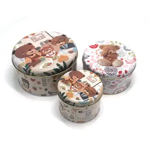 Elegant Round Chocolate Gift Packaging Metal Container Sets Food Grade Low-fat Cookie Metal Tin Can Biscuit Tin Box