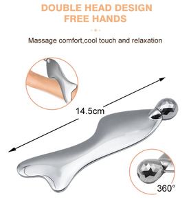 Anpassbares Logo Single Ball Gesichts massage gerät Zink legierung V-förmige Hauts traffung Fischschwanz kratzen Gua Sha Board Hand körper - Product Image 2