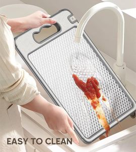 Tabla de Cortar de Acero Inoxidable de Doble Cara, Antibacteriana, de Grado Alimenticio, Resistente a los Arañazos y al Moho, con Silicona - Product Image 1