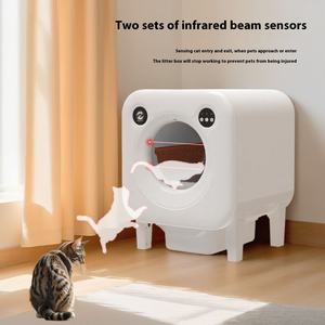 스마트 자동 세척 고양이 화장실 IoT 지원 저소음 냄새 제어 및 반려동물 건강 모니터링 데이터 분석 기능 탑재 - Product Image 1