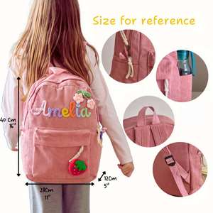 <b>Personalised</b> Backpack for Girls/Boys, Custom Corduroy Backpack, Cotton Rope Woven Name Back to School <b>Bag</b>, Birthday <b>Gift</b> - Product Image 6
