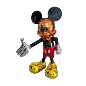 Customized Nano Electroplated Real Person Sized Hotel Club Decoration With Fiberglass Fiber Mickey Sculptures