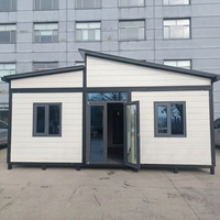 Maison conteneur extensible à toit plat moderne, maison modulaire préfabriquée avec installation rapide