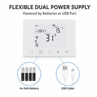 Termostato de pantalla táctil inalámbrico de pared inteligente, controlador de temperatura programable con caldera de Gas y actuador para calefacción de habitación
