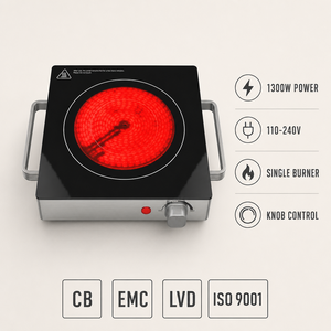 EASTAR 1300W Portable Infrared Ceramic Cooktop Single Burner Electric Hot Plate No Radiation Knob Control Universal Cookware - Product Image 5